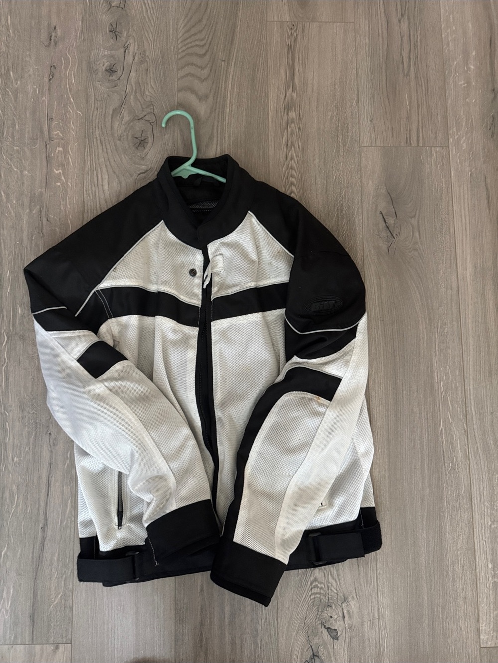 Men's Black & White Mesh Motorcycle Jacket